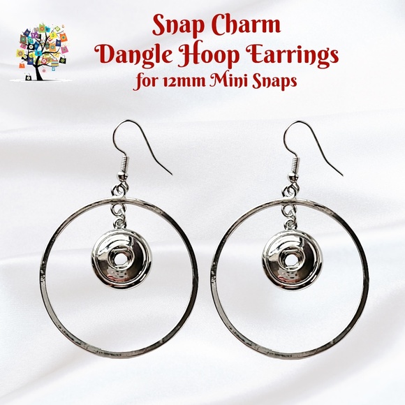 Dragonfly Spirit Designs Jewelry - Snap Charm Hoop Dangle Earrings for Mini Snap 12mm